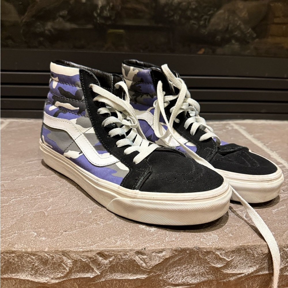 Black and Purple High-Top Sneakers